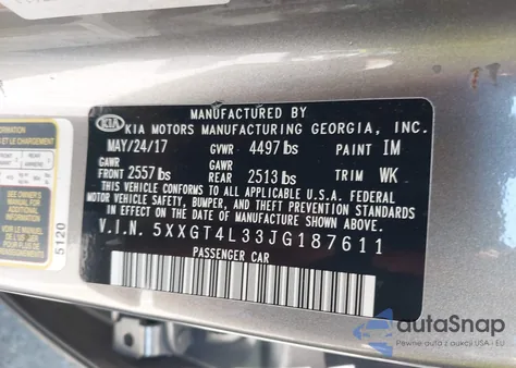 2018 Kia Optima Lx from USA, damaged, VIN 5XXGT4L33JG187611